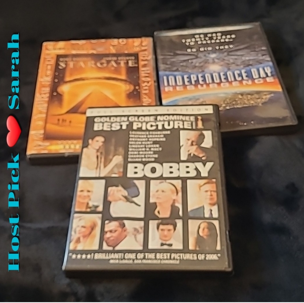 VINTAGE ACTION 3 DVD'S. BOBBY& INDEPENDENCE DAY RESURGENCE & STARGATE